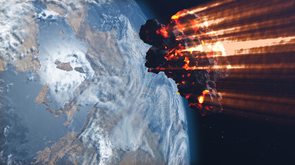 Massive Asteroid meteor Rock Heading planet Earth
Cinematic outer space view, Global danger threat...