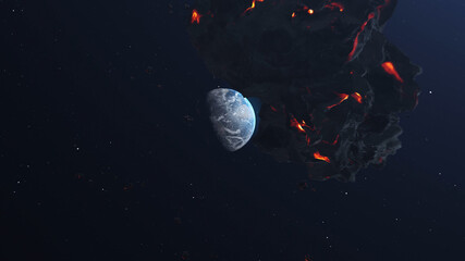 Massive Asteroid meteor Rock Heading planet Earth
Cinematic outer space view, Global danger threat...