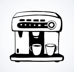 Coffee maker. Vector drawing icon