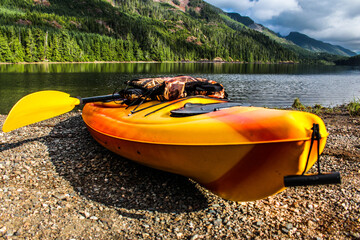 Fototapeta premium Kayak at Nimpkish Lake on Vancouver Island Canada 