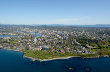 Fototapeta na wymiar Aerial Photo of James Bay and Victoria Harbour