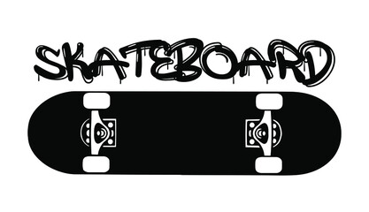 Skateboard skate park vintage logo. Skateboarding retro emblem. Vector illustration.Skateboard vector illustration.T-shirt apparel print design. Scratch board imitation. Black and white hand drawn art