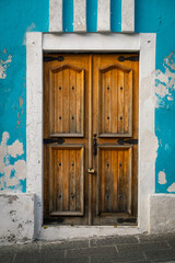 Old door of colonial building