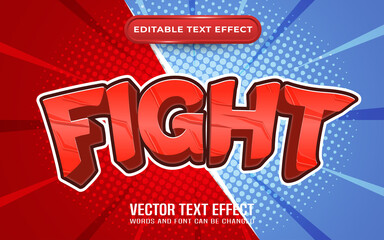 Fight editable text effect comic and cartoon style