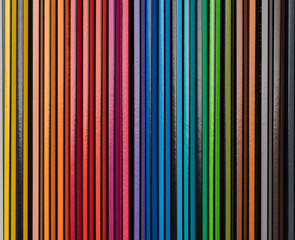 Closeup, detail of assorted color pencils. Color backdrop