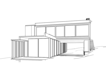 sketch of modern house