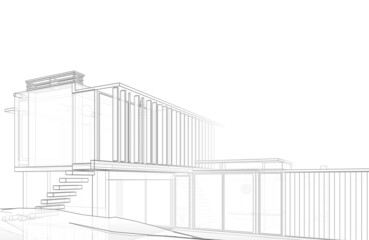 sketch of modern house