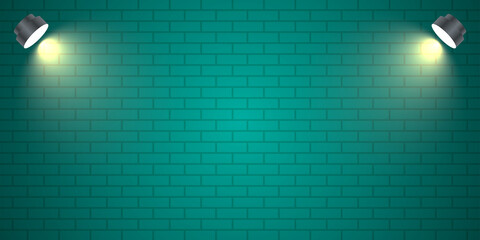 Brick wall backround with lamp illustration template design - obrazy, fototapety, plakaty