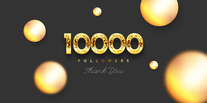 Thank you 10000 followers gold luxury background