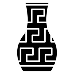 Vase, amphora with geometric pattern. Vector icon, glyph, isolated