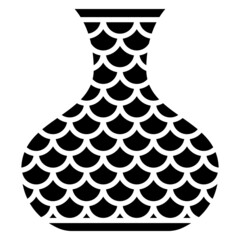 Vase, amphora with decor imitation fish scales. Vector icon, glyph, isolated