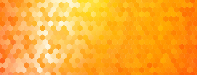 Abstract mosaic background of shiny hexagonal tiles in orange colors
