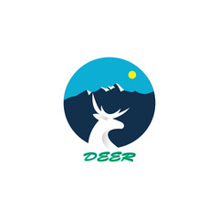 mono line design deer head isolated white background. Deer head gold logo icon