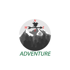 Compass and Mountain for Travel , Adventure logo design inspiration
