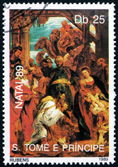 Postage stamp Sao Tome and Principe 1989 Adoration of King
