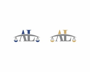 Letters AL Logo With Scale of Justice Logo Icon 001