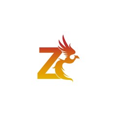 Letter Z icon with phoenix logo design template