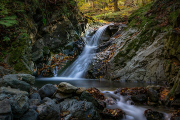 Beautiful natural waterfall in autumn