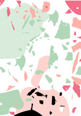 Terrazzo modern abstract template. Pink and green