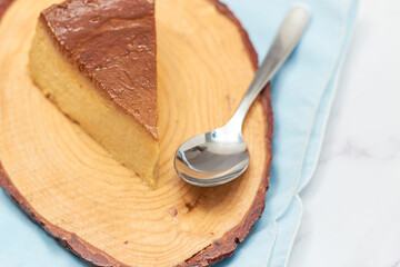 Traditional Mexican flan, dessert made with eggs and milk.