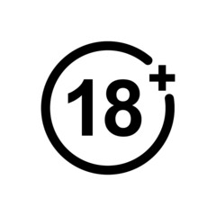 18+ sign flat icon
