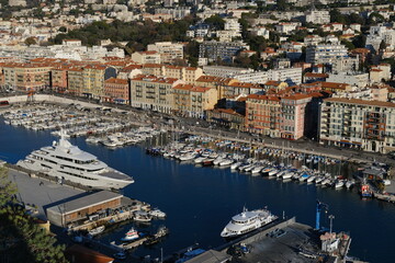 A view of the Nice Harbor in the south of France. Mediterranean sea, the 23rd December 2021.
