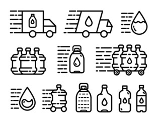 water delivery outline icons set