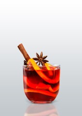 This is Christmas alcohol drink with lemon and cinnamon garnish