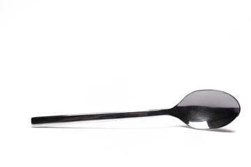 Closeup main dish soup spoon white background