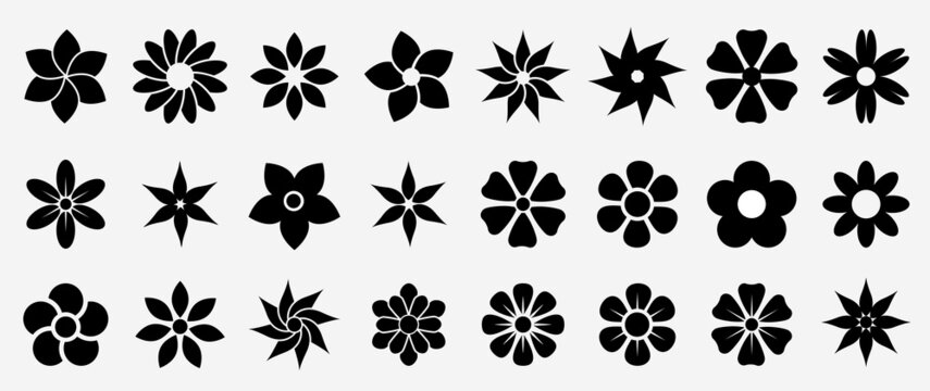 Flower icons set. Abstract flower icons isolated on white background. Flower simple icon. Stock vector.