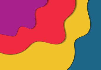 four color wave papercut abstract background
