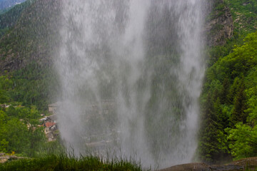 Fototapeta na wymiar The big waterfall of Noasca, Piedmont in Italy