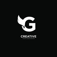 Modern elegant logo of wing letter concept with black background