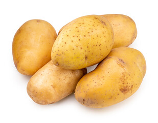 Fresh potatoes and sliced isolated on white background, Potato on white background