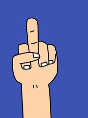 hand cartoon on blue background
