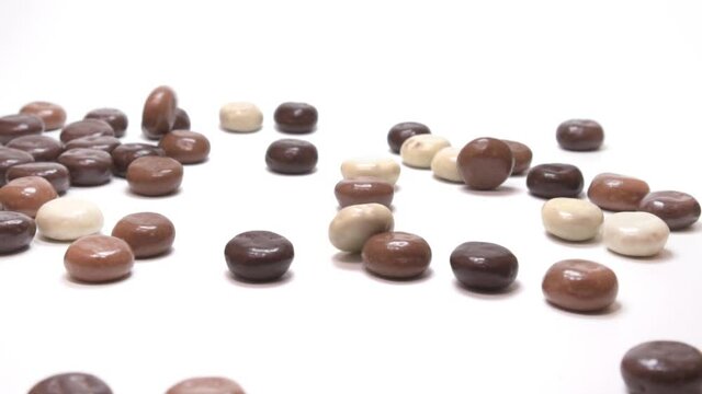 Slow motion: bouncing chocolate kruitnoten for Sinterklaas celebration in The Netherlands.