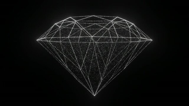 Technology Plexus diamond background from animated lines and dots with flowing particles. HUD, FUI. Looping seamless geometrical backdrop