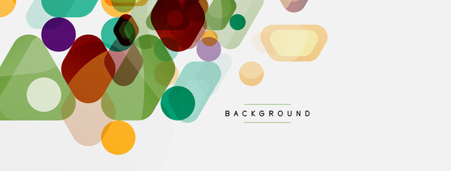 Color bubbles and rounded geometric shapes on white. Vector geometric minimal abstract background for wallpaper, banner, background, landing page