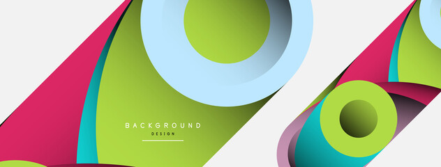 Abstract background. Minimal geometric circles and round style shapes with deep shadow effects. Trendy technology business template for wallpaper banner or background