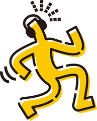 ヘッドホンをして音楽を楽しむ棒人間