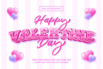 Happy Valentine Day pink 3d Romantic editable text effect