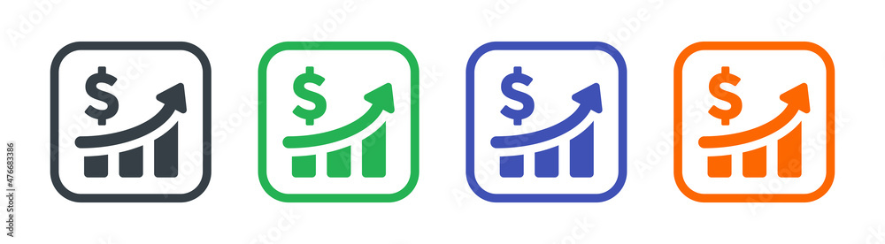 Poster statistic and data icon set. increase profit chart icon vector illustration.