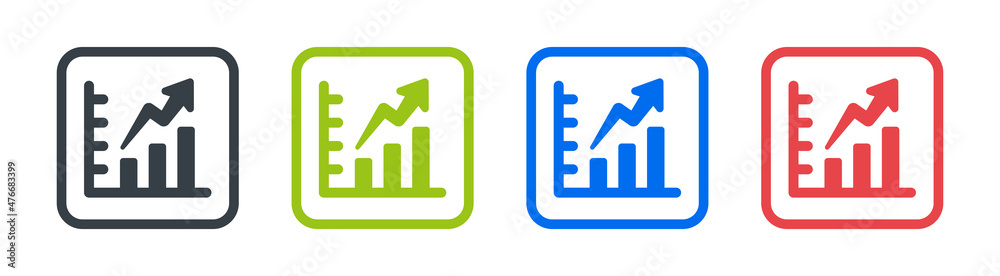 Poster set of growing bar graph icon design.