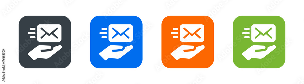 Poster Hand with letter icon. Send email message or forward email message icon vector illustration.