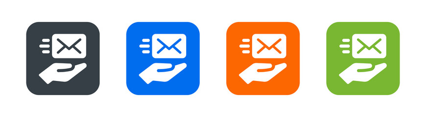 Hand with letter icon. Send email message or forward email message icon vector illustration.