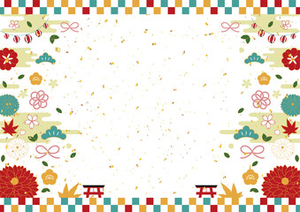 和風配色のお正月背景