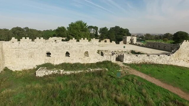 Antipatris Fortress Yarkon National Park – Tel Afek. Zoom out Drone Footage