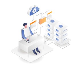 Man using app data from cloud server