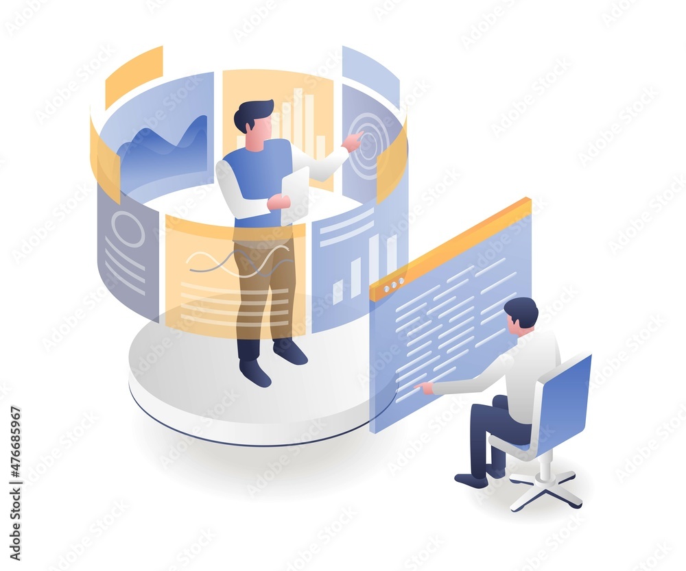 Poster Two men analyze application program data