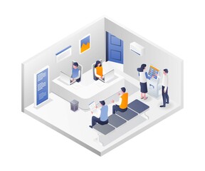 Fototapeta premium Waiting room with staff and customer service